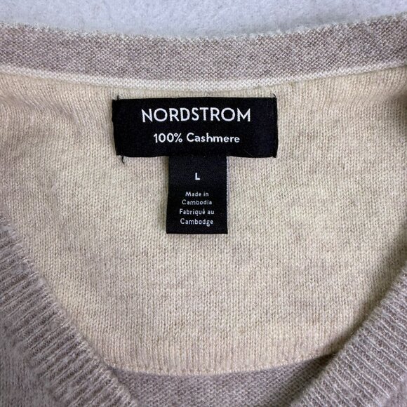 Nordstrom Mens Gray Cashmere V-Neck Sweater Soft Lightweight Excellent Size L - Picture 5 of 7